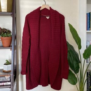 Burgundy chunky knit mossimo cardigan